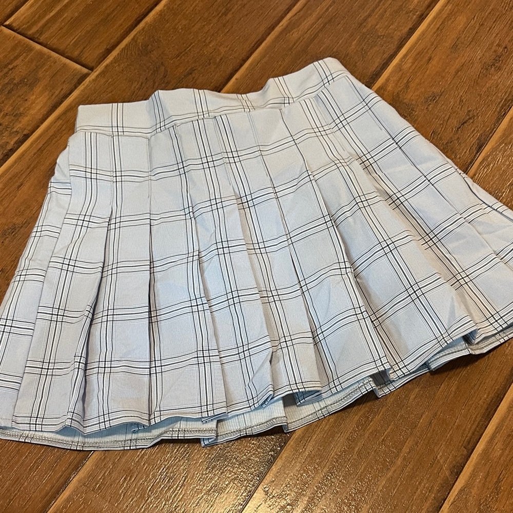 Plaid blue Pleated Women's Skirt